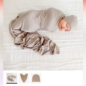 Posh Peanut NWT in box Taupe swaddle and beanie set